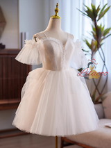 White Tulle Lace Spaghetti Straps Dress