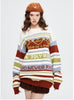 Striped Round Neck Loose Long-sleeved Sweater