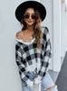 Loose Short V-neck Fringed Sweater