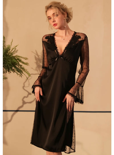 Sexy Ice Silk Mesh Polka Dot Pajamas