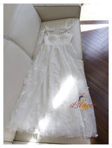 White Gauze Sling Bow Dress