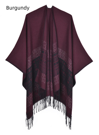 Solid Color Shawl Thickened Tassel Dual-purpose Scarf Cloak