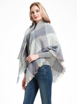 Triangular Large Plaid Bristle Scarf