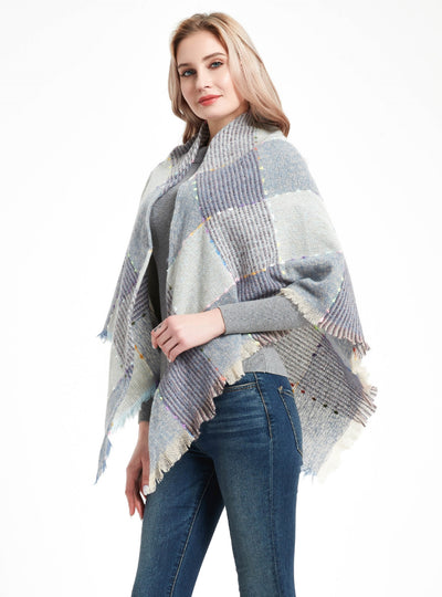 Triangular Large Plaid Bristle Scarf