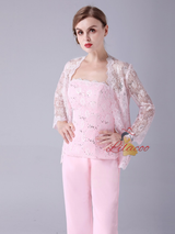 Pink 3 Piece Lace Mother Of The Bride Dress