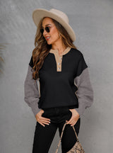 V-neck Pullover Color Matching Long Sleeve Sweater