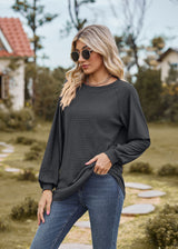 Round Neck Stitching Long Sleeve T-shirt