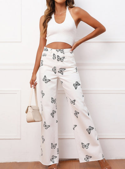 Loose Casual High Waist Straight Wide-leg Pants