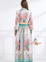 Retro Palace Printed Breasted Dress