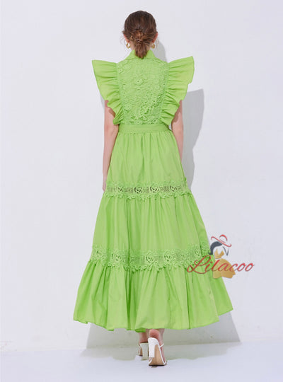 Heavy Industry Stitching Lapel Long Dress