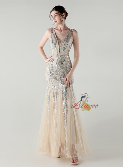 Sexy Sequins V-neck Prom Dress