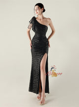 One Shoulder Mermaid Split Prom Dress