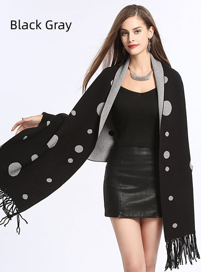Dot Tassel Knitted Cardigan Shawl Coat