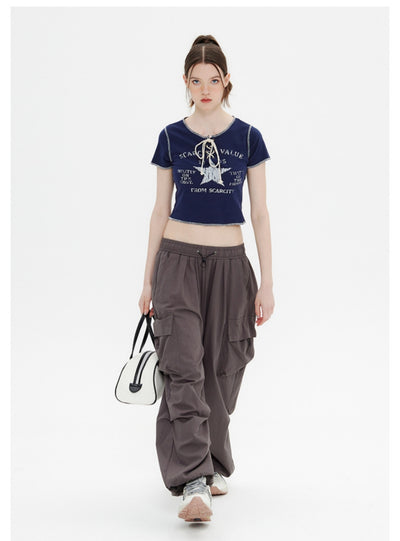 Lace Up Retro Short Sleeve T-shirt