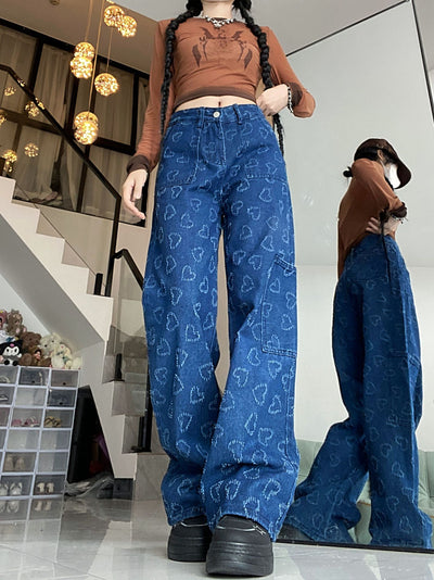 Retro Loose Straight High Waist Jeans