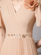 Champagne Chiffon V-neck Mother Of The Bride Dress