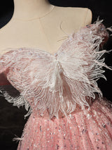 Pink Tulle Sequins Homecoming Dress