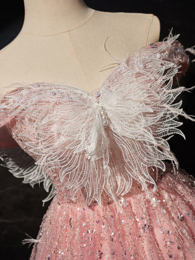 Pink Tulle Sequins Homecoming Dress