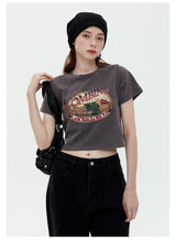 Retro Slim Short Round Neck Long Sleeve T-shirt