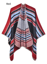 Retro Travel Cloak Jacquard Warm Split Scarf