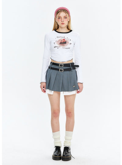 Wrinkled Long Sleeve Slim T-shirt