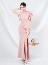 Mermaid Scoop Neck Split Prom Dress