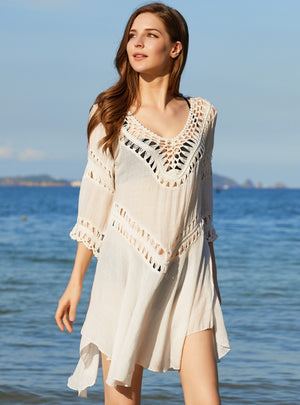 Hand Hook Openwork Loose Slim Blouse Cover Up