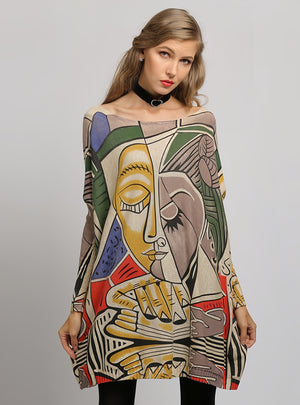 Printed Large Size Loose Pullover Sweater