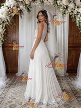 White Chiffon Lace Wedding Dress