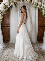 White Chiffon Lace Wedding Dress