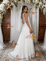 White Chiffon Lace Wedding Dress