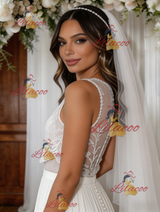 White Chiffon Lace Wedding Dress