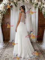 White Chiffon Lace Wedding Dress