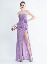 Mermaid Sequins Spaghetti Straps Split Prom Dress