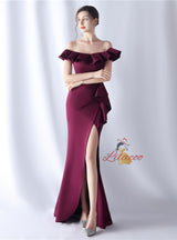 Off the Shoulder Split Prom Dress