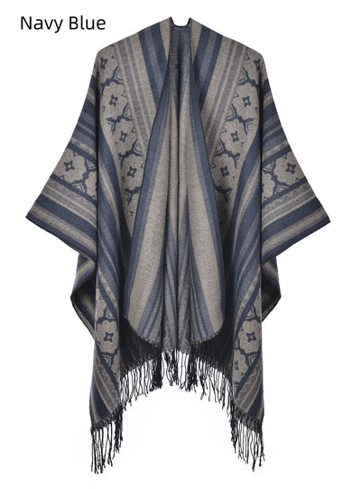 Women's Retro Tassel Split Shawl