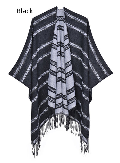 Fringed Shawl Thickened Dual-purpose Scarf Cloak