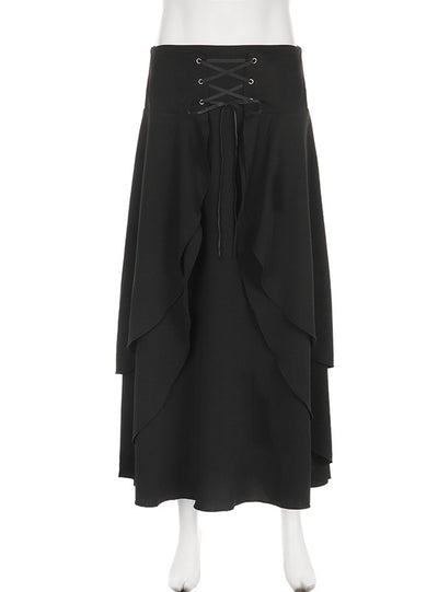 Irregularly Spliced Silm Waist Long Skirt