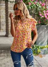 Fashion V-neck Floral Top