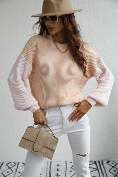 Round Neck Long Sleeve Striped Loose Sweater