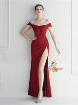 Mermaid Off the Shoulder Pleats Prom Dress