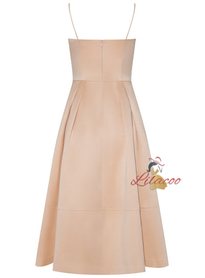 Champagne Spaghetti Straps Prom Dress