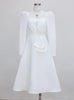 White Long Sleeve Square Neck Short Prom Dress