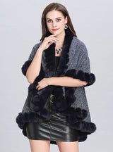 Wool Double Cardigan Knitted Shawl Cloak