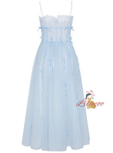 Light Blue Tube Top Suspender Dress