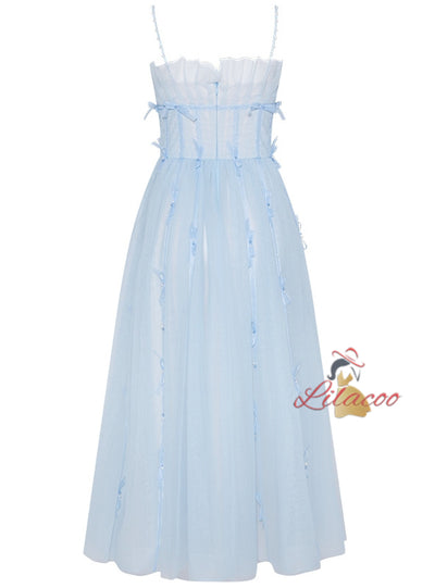 Light Blue Tube Top Suspender Dress