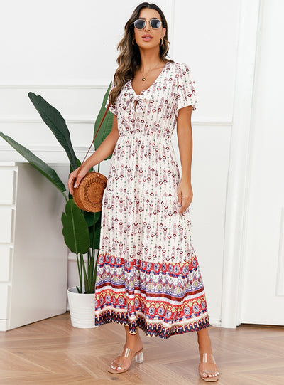 Summer Bohemian Retro Printed Beach Dress
