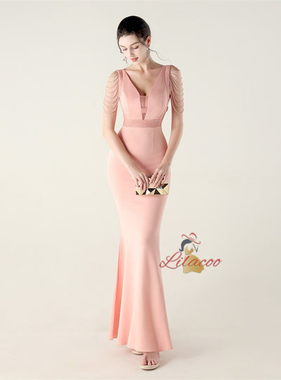 Mermaid V-neck Beading Prom Dress