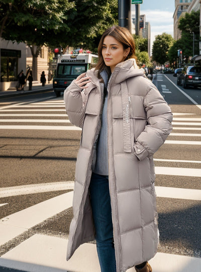 Long Thick Hooded Loose Down Coat