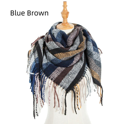 Striped Prickly Fringed Square Scarf